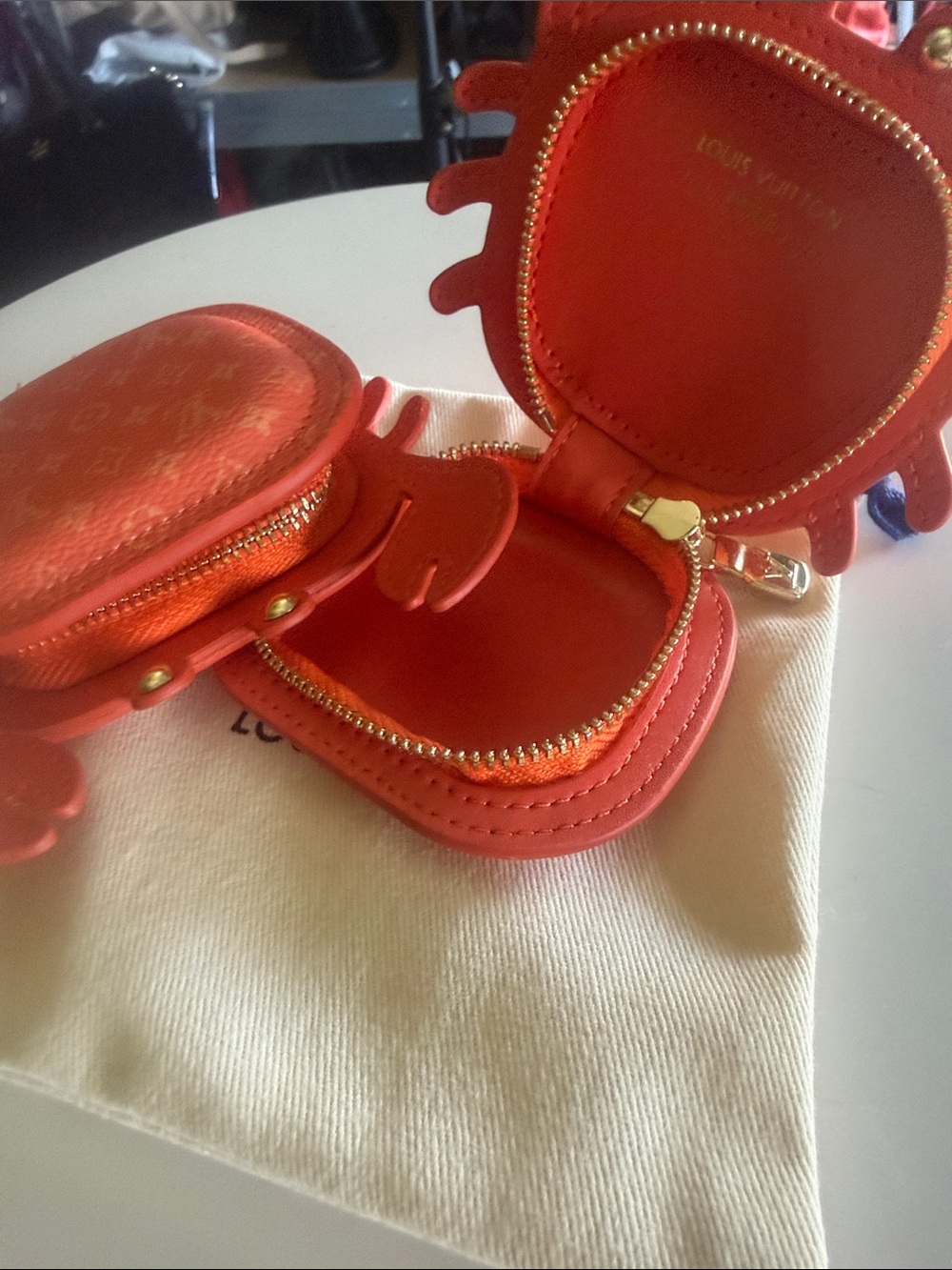 Orange Monogram Crab Coin Pouch Key Clip